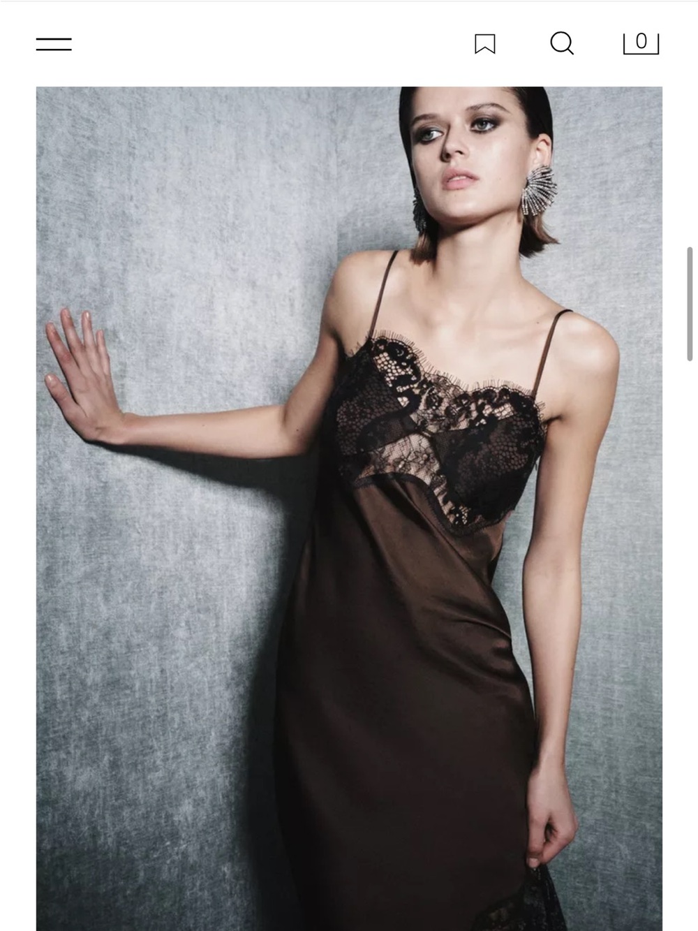 Zara Brown Lace-Trim Slip Dress - Picture 7 of 11